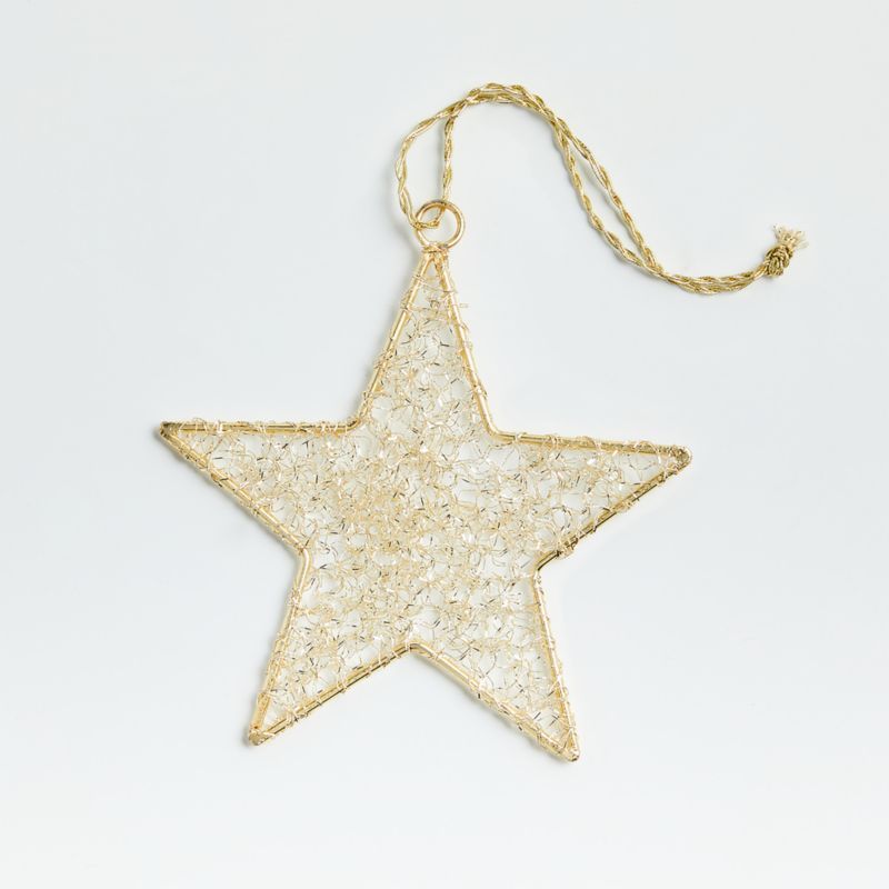 Gold Tinsel Star Christmas Tree Ornament + Reviews | Crate & Barrel | Crate & Barrel