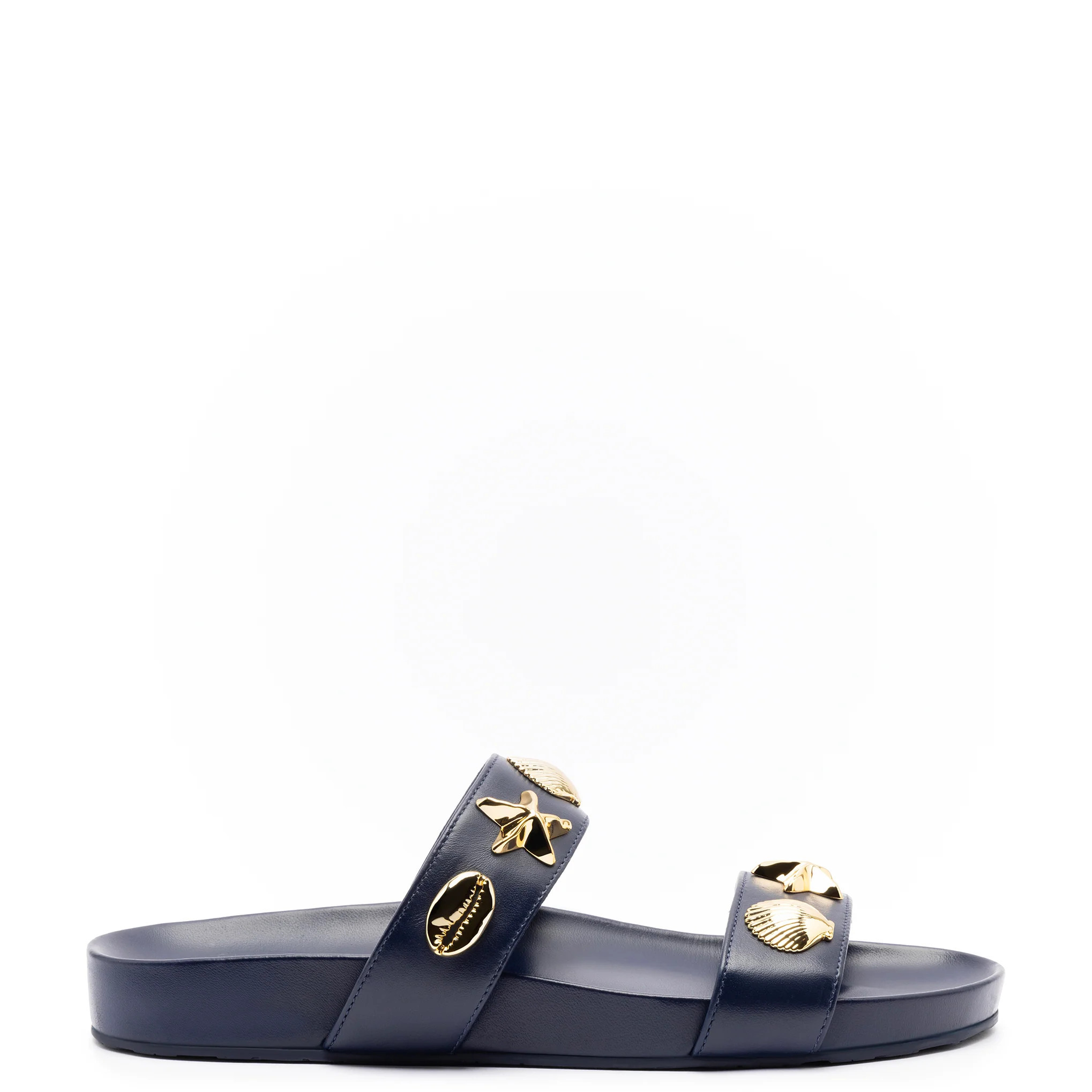 Madison Slide In Navy Leather | Larroude