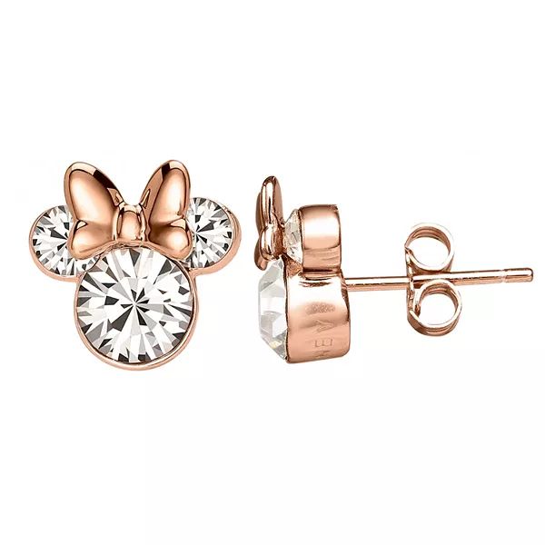 Disney's Minnie Mouse Rose Gold Tone Sterling Silver Crystal Stud Earrings | Kohl's