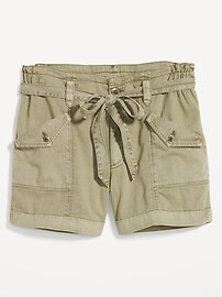 Extra High-Waisted Tie-Front Cargo Workwear Shorts for Women -- 4-inch inseam | Old Navy (US)