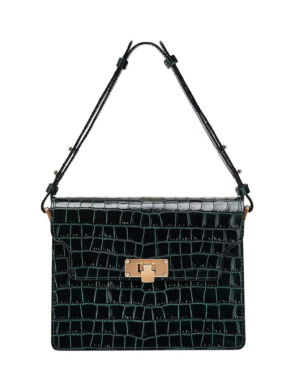 Marge Sherwood Women's Croc-Embossed Leather Shoulder Bag - Green Croc | Saks Fifth Avenue