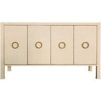 Worlds Away Four Door Buffet With Antique Brass Circle Hardware In Natural Grasscloth in Rue Nat by DecoratorsBest | DecoratorsBest