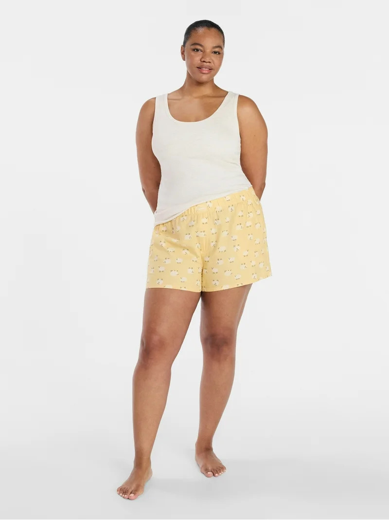 Joyspun Women's Woven Pajama Boxer Shorts, 3'' Inseam, Sizes XS-3X | Walmart (US)