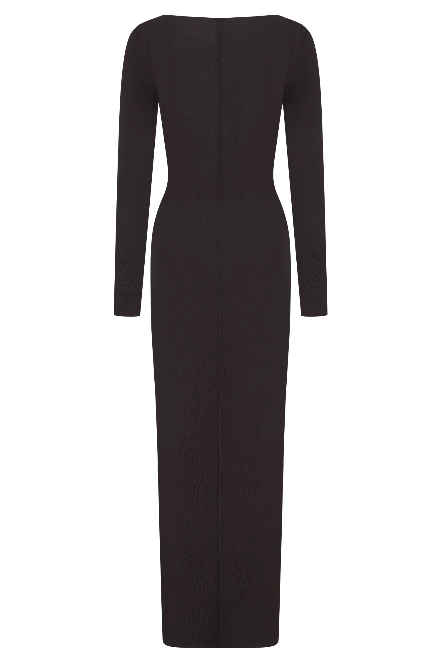 Cleona Merino Wool Ribbed Long Sleeve Maxi Dress - Deep Chocolate | MESHKI US