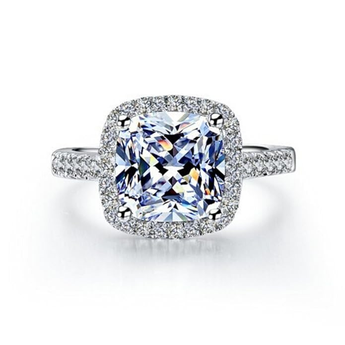 TenFit Jewelry 3 Carat VVS1 Simulated Diamond Engagement Ring for Women Silver Wedding Jewelry | Amazon (US)