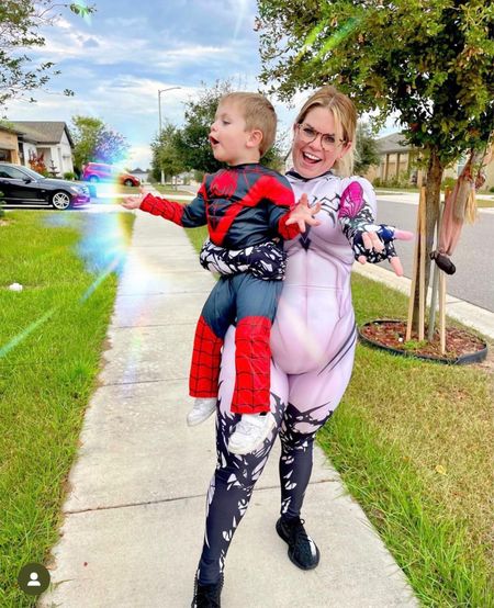 I got SO many compliments on how well this fit me despite it being so tight 🤣🤣 womens Gwen Stacy costume and toddlers Spider-Man costume on amazon prime! 

#LTKHalloween #LTKmidsize #LTKplussize