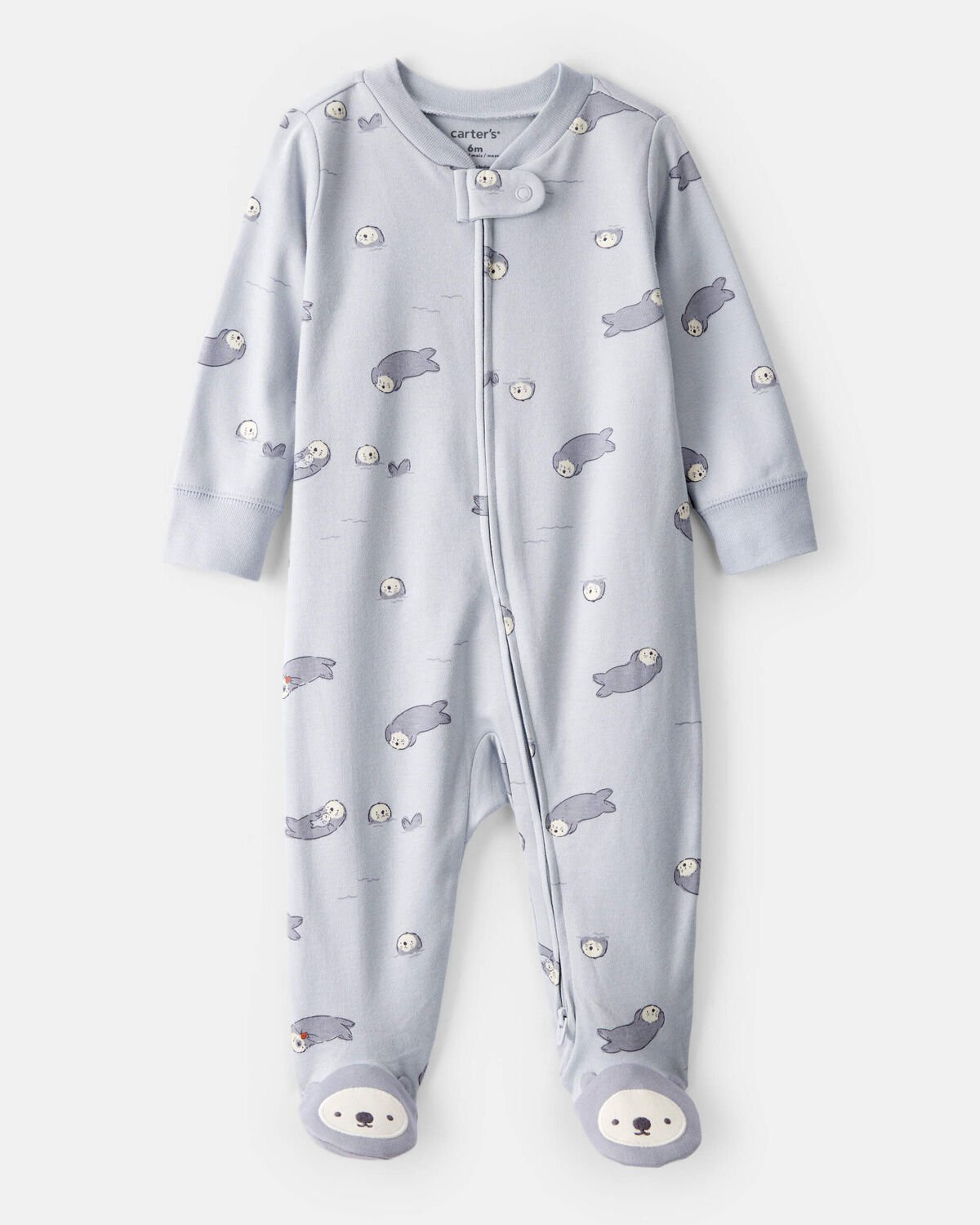 Otter Print 100% Cotton Long-Sleeve Snug Fit Sleep & Play Pajamas - Blue | Carter's | Carter's Inc