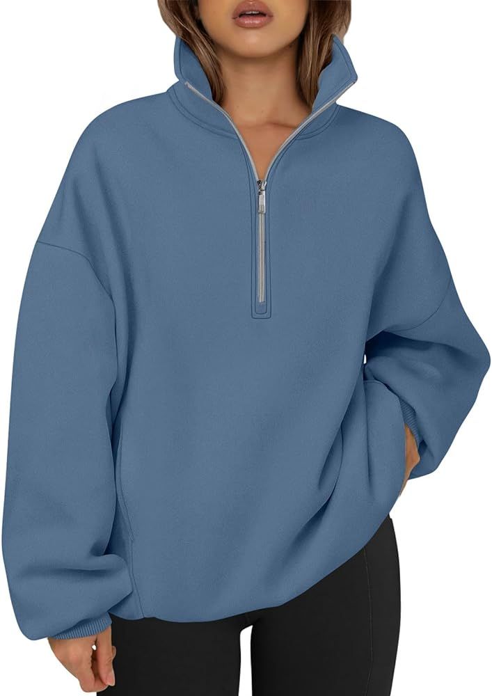 Trendy Queen Half Zip Pullover Womens Oversized Hoodies Quarter Zip Sweatshirts 2023 Fall Outfits Wi | Amazon (US)