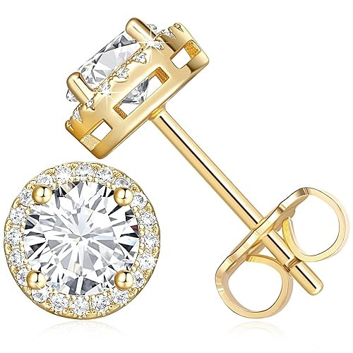 MOMELF Gold Stud Earrings for Women Gold Earrings Lightweight Gold Stud Earrings for Women Hypoallergenic Gold Earrings Classic Small Stud Earrings for Women 8.5mm | Amazon (US)