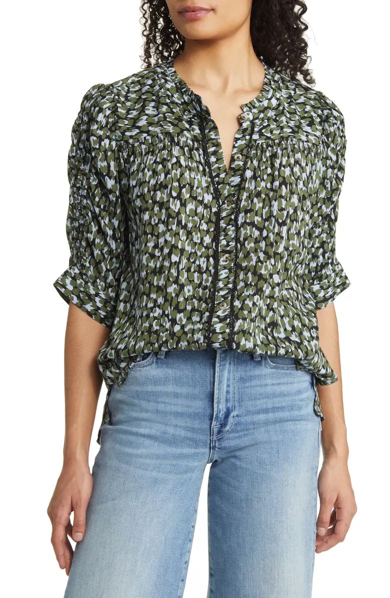 Smocked Elbow Sleeve Blouse | Nordstrom