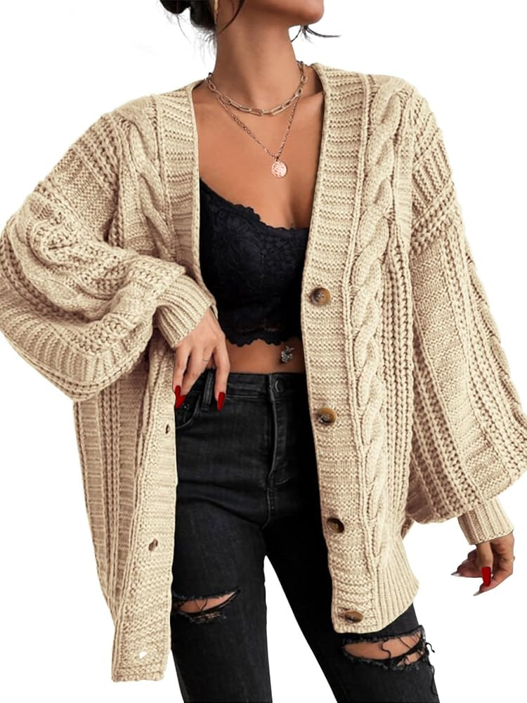 EXLURA Womens 2026 Oversized Cardigan Sweaters Fall Winter Lightweight Soft Knit Cardigan Open Fr... | Amazon (US)