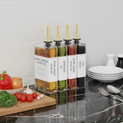 Kitchen Cooking Oil Dispenser Set, 4-Piece Olive Oil and Vinegar Bottles with Dispenser for Home Kitchen Use | Wayfair North America
