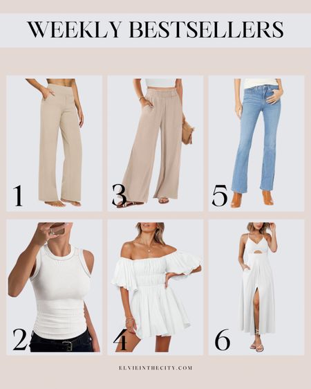 Last week’s bestsellers include two different pairs of wide-leg pants, a white tank, white off the shoulder mini dress, shaping bootcut jeans, and a white cut out spaghetti strap dress.

ootd, summer outfit, resort wear, spring outfit, fashion over 40

#LTKfindsunder50 #LTKover40 #LTKstyletip
