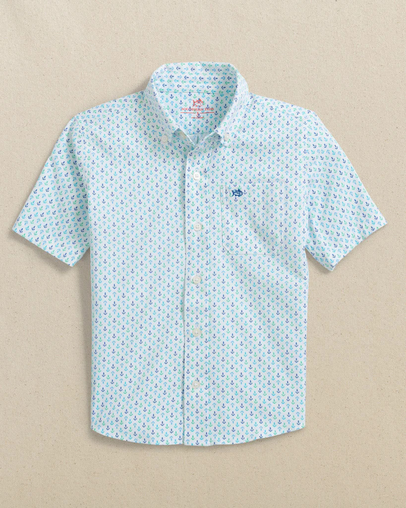 Boys Intercoastal Anchors Away Short Sleeve Sport Shirt | Southern Tide