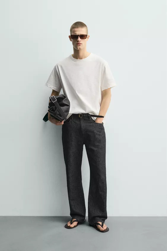 RELAXED FIT SLUB KNIT T-SHIRT WITH WASHED EFFECT | Zara UK