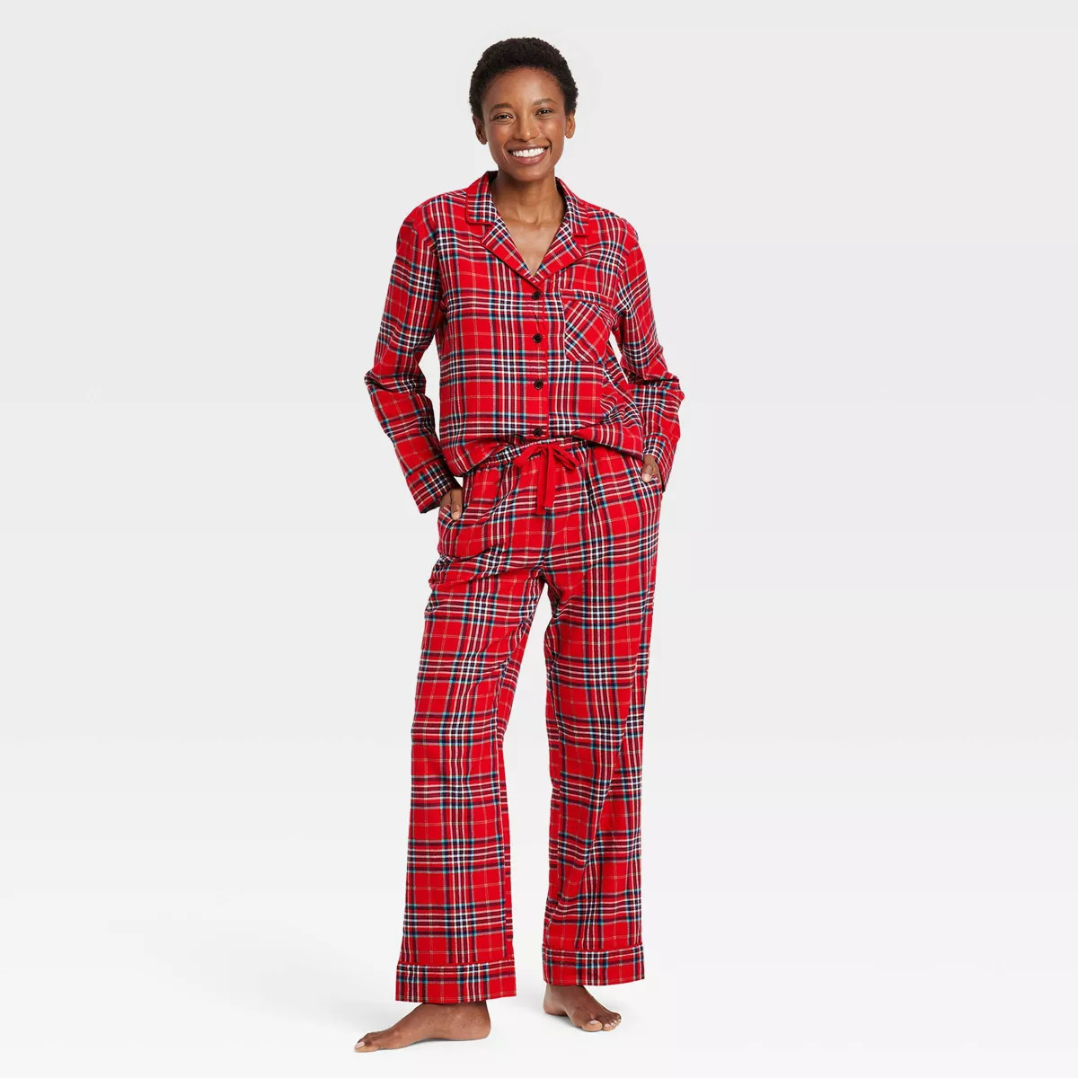 Women's Plaid Flannel Holiday Matching Family Pajama Set - Wondershop™ Red | Target