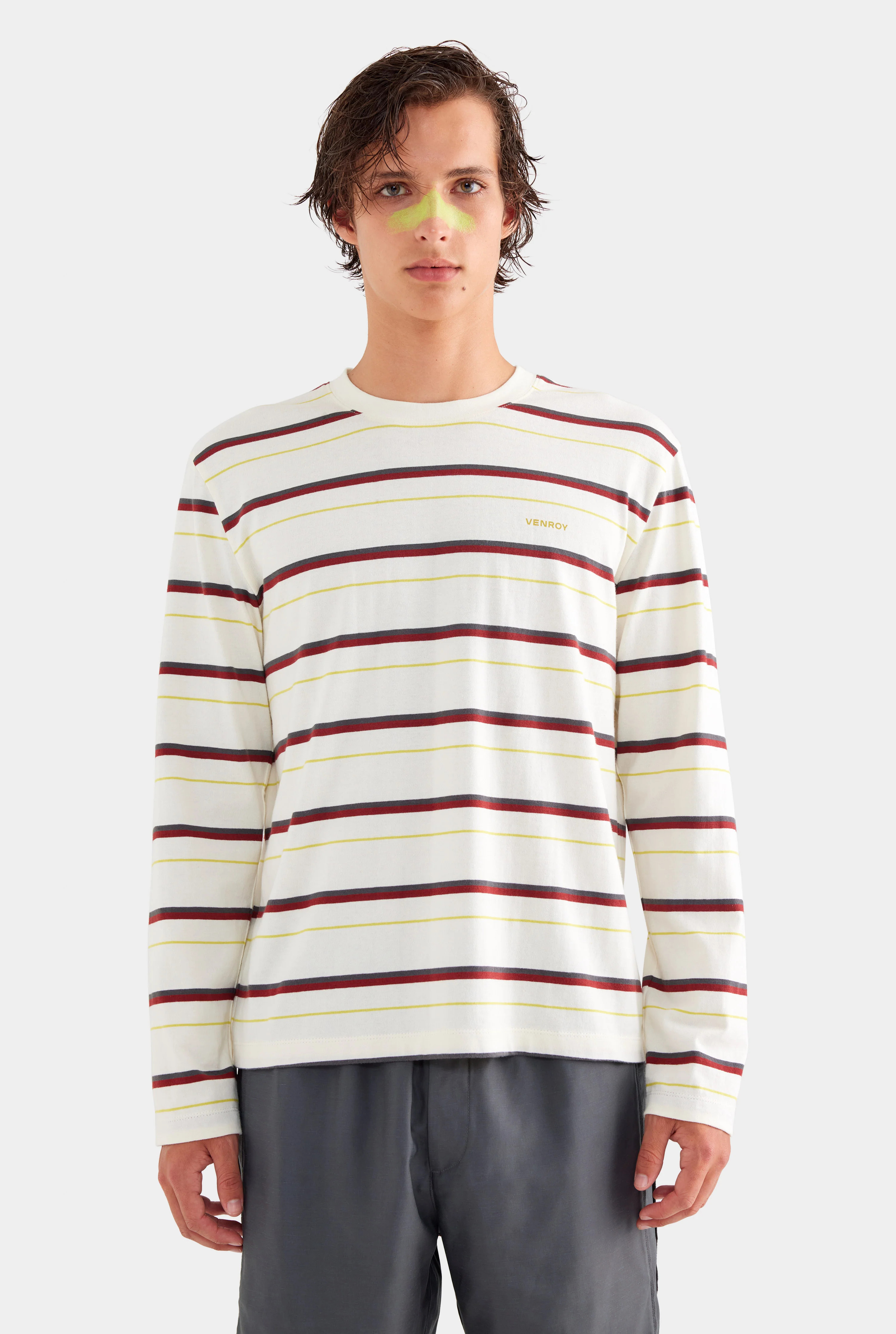 Unisex Long Sleeve Striped T Shirt in Stripe | Venroy | Venroy AU