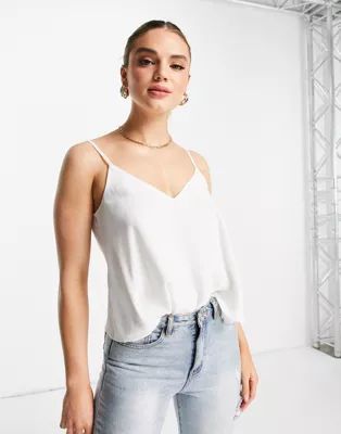 ASOS DESIGN cami with v neck in ivory | ASOS (Global)