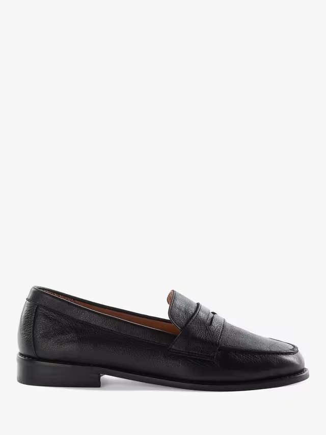 Dune London Ginelli Leather Penny Loafers, Black | John Lewis (UK)