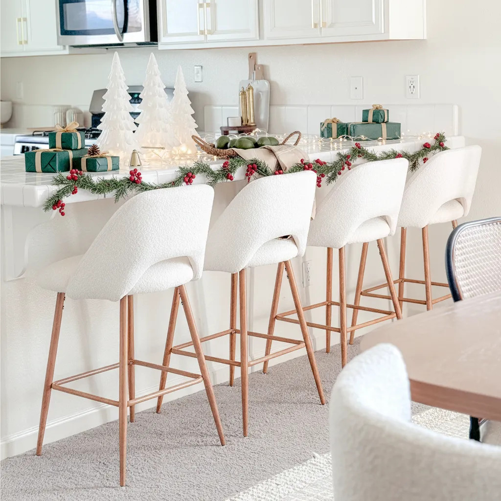 Edwin Boucle Upholstered Counter Stool (Set of 3) | Pop Maison