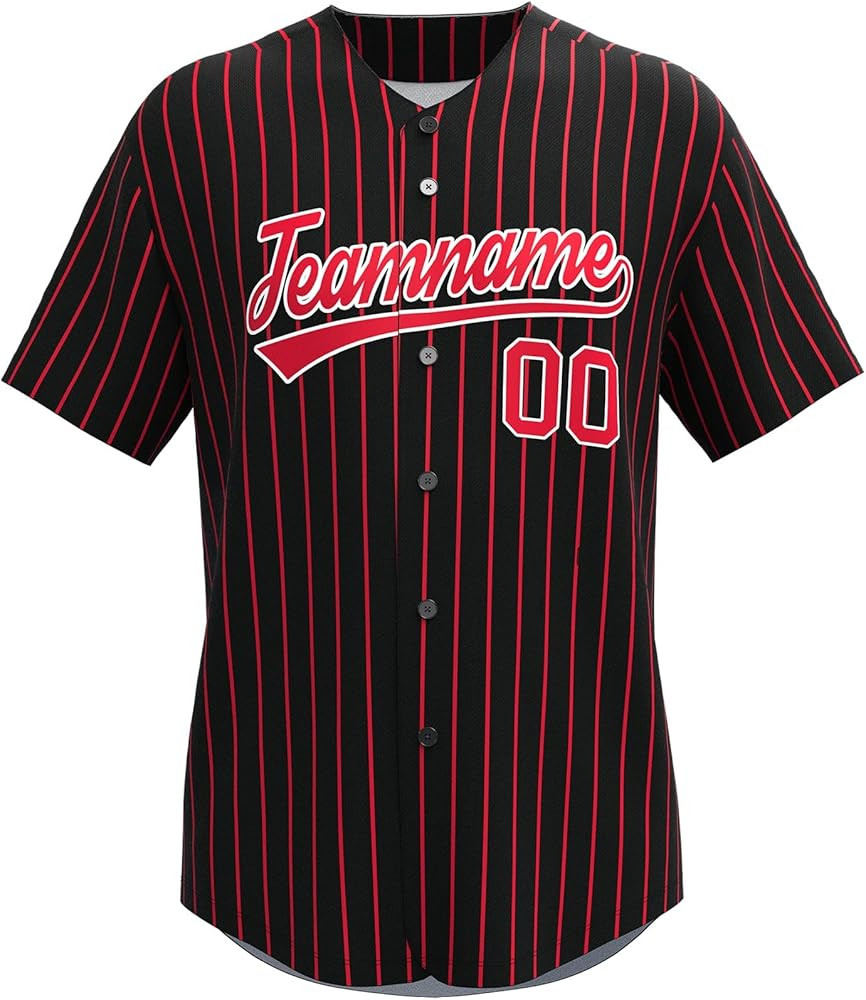 Custom Pinstripe Baseball Jersey Stitched/Printed Personanlized Button Down Shirts Sports Uniform... | Amazon (US)