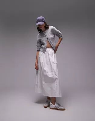 Topshop poplin midi full skirt in white | ASOS (Global)