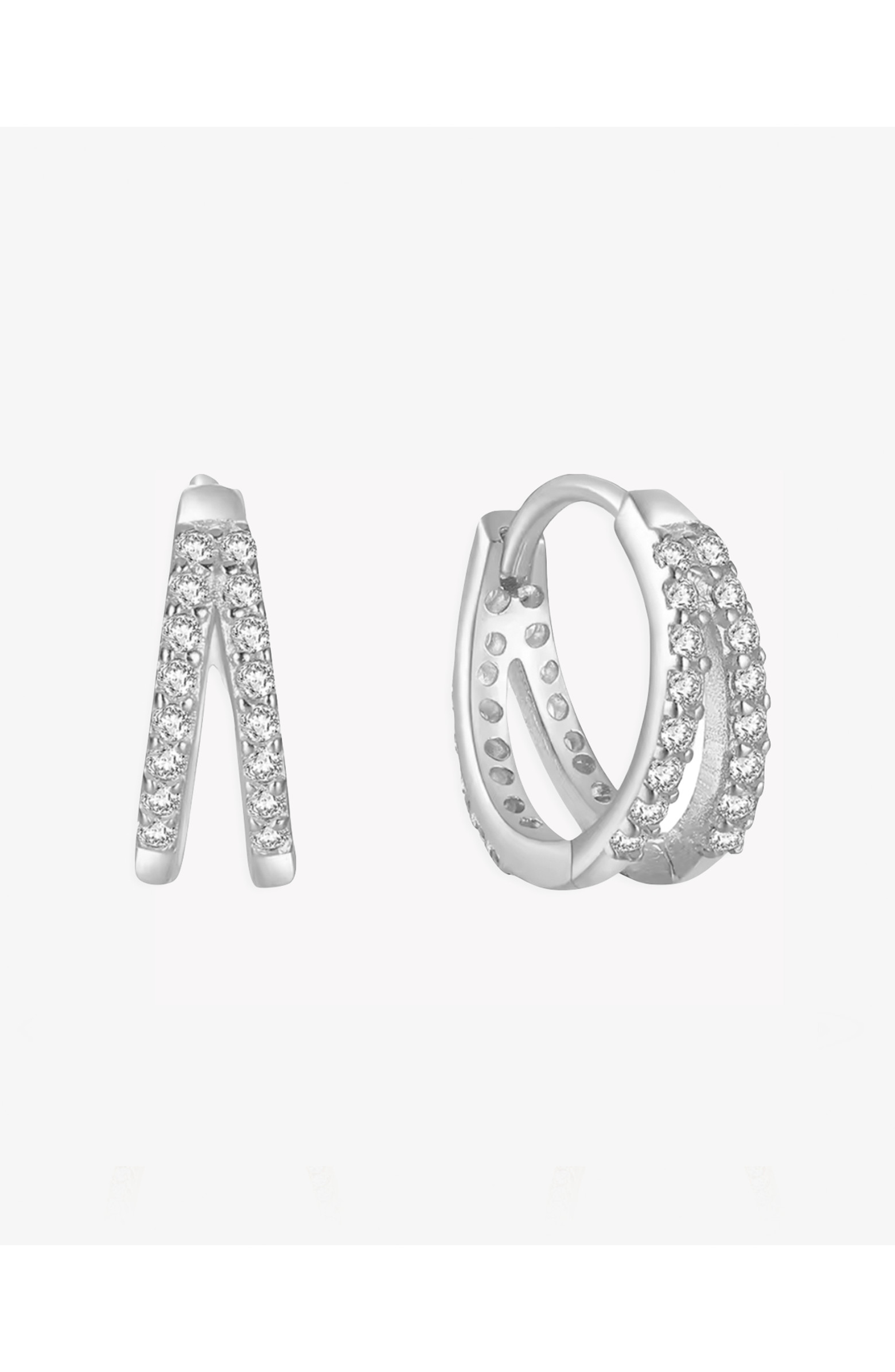 BEN ONI Doube CZ Huggie Hoop Earrings | Nordstrom | Nordstrom