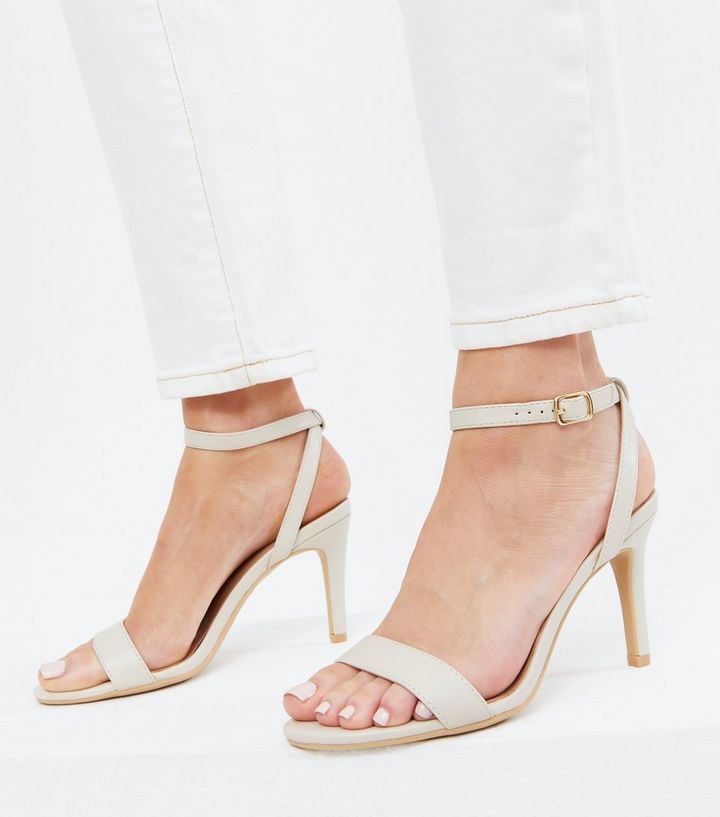 Off White Leather-Look Stiletto Heel Sandals
						
						Add to Saved Items
						Remove from Sa... | New Look (UK)