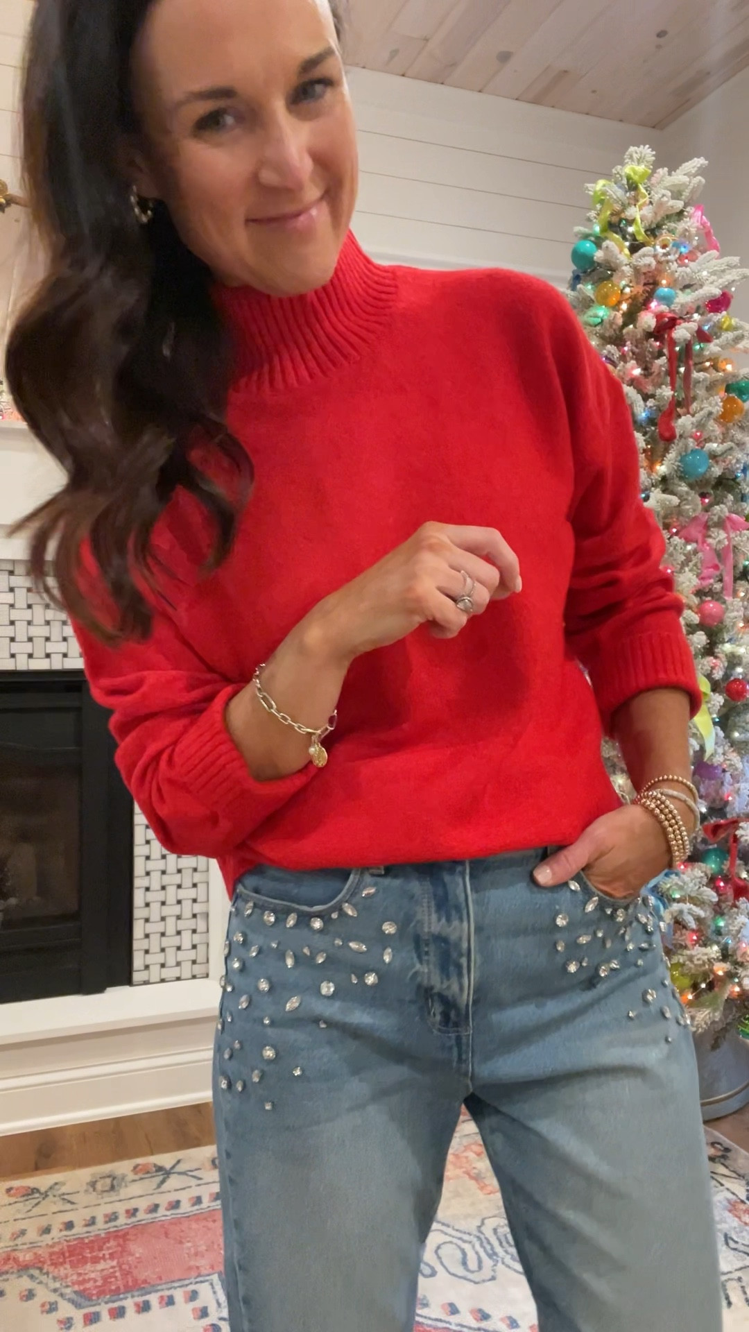 Traditional red is trending and I’m here for it ❤️❤️ A simple sweater paired with embellishment jeans makes a statement without trying too hard ✨

#LTKHoliday #LTKSeasonal #LTKFindsUnder50
