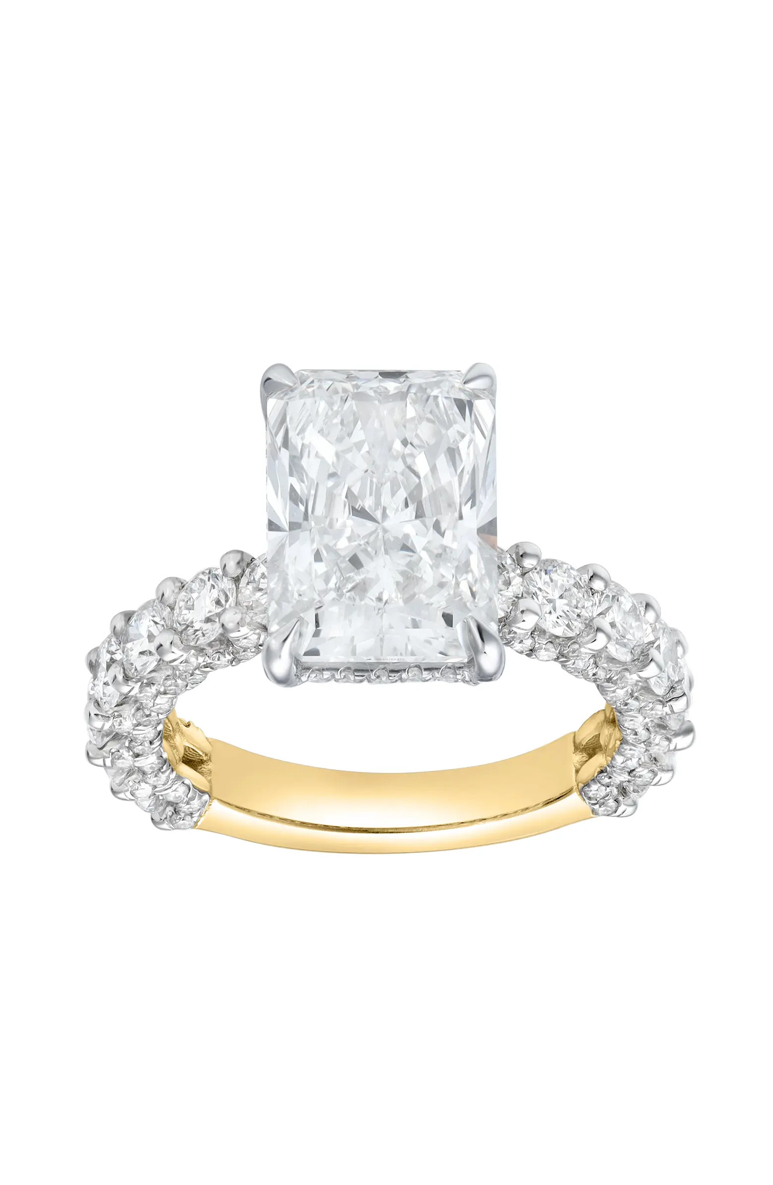 Maelis 14K Gold Radiant Lab Grown Diamond Hidden Halo Engagement Ring - 7.45 Cts | Nordstrom