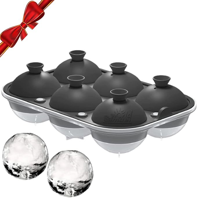 Samuelworld Large Sphere Ice Mold with Lid, 6 x 2.5 inch Ice Balls - Food Grade, Easy To Fill Rou... | Amazon (US)