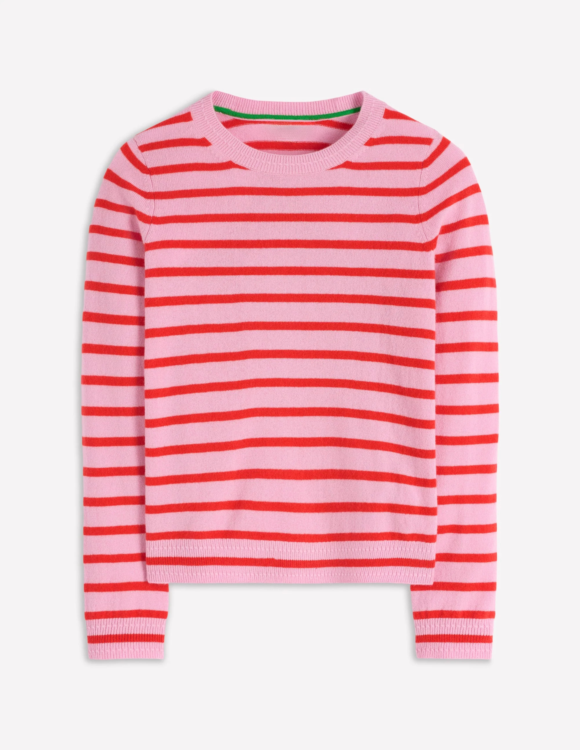 Eva Cashmere Crew Neck Sweater-Pink/ Orange Stripe | Boden (US)