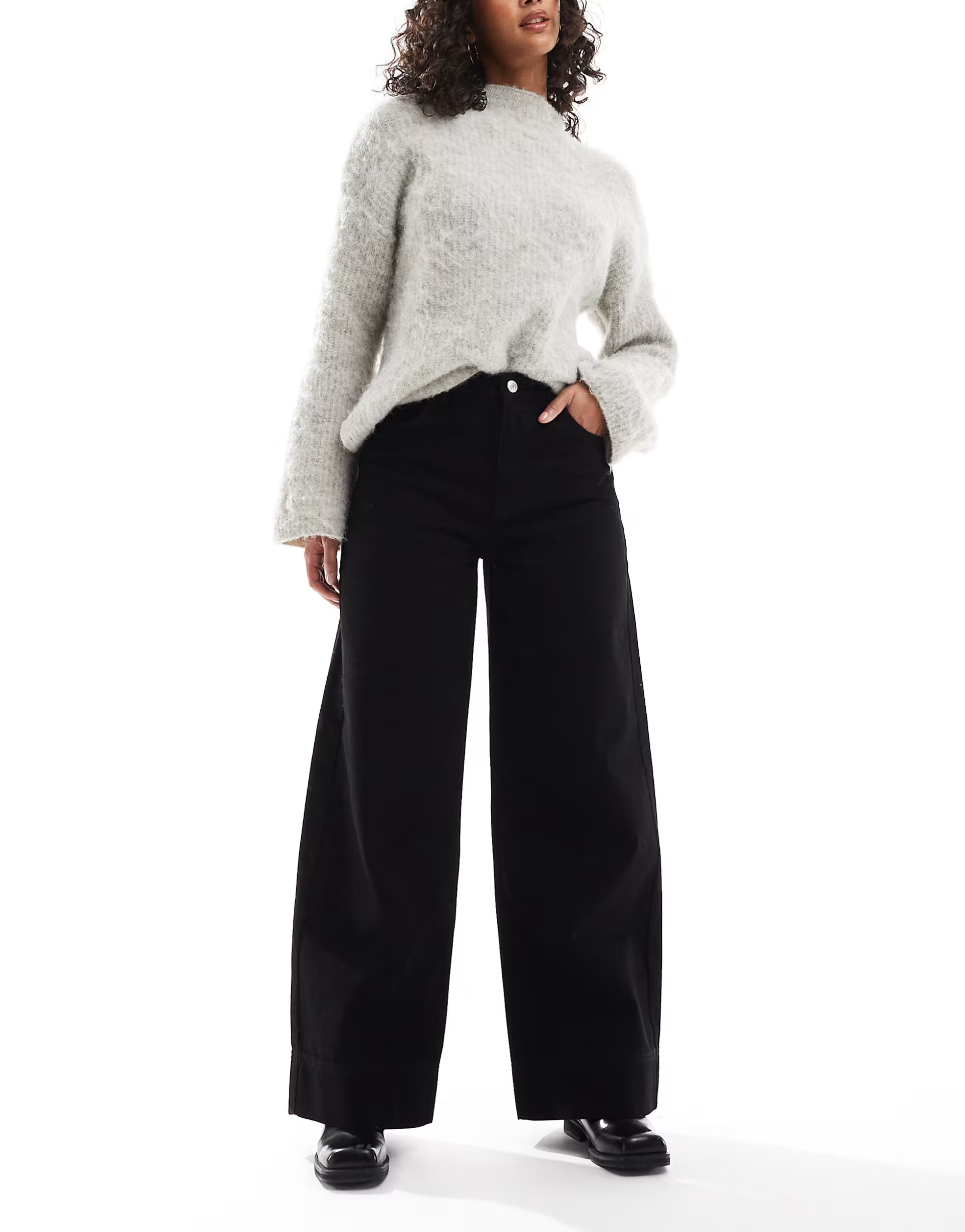 ASOS DESIGN deep hem jean in washed black | ASOS (Global)