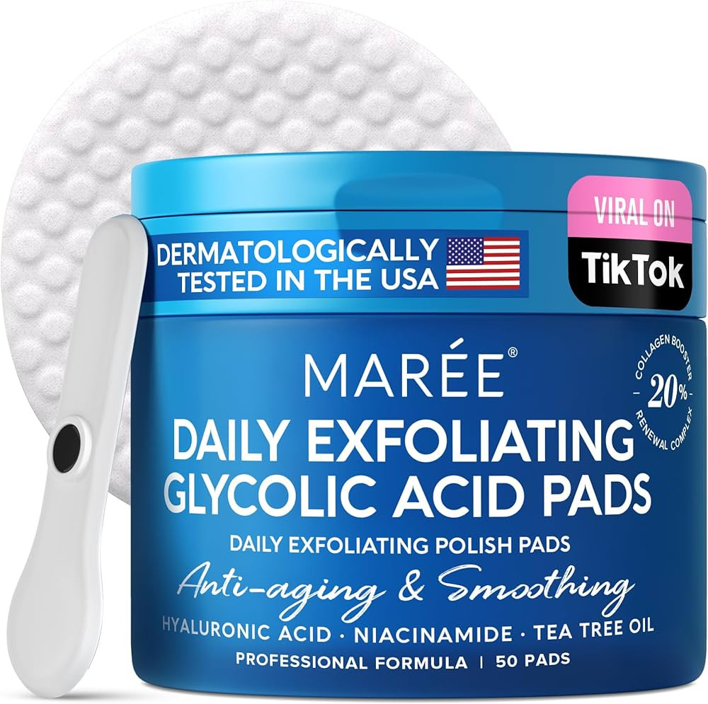 MAREE Facial Polish - Glycolic Acid Peel Pads For Face With Tea Tree Oil - Exfoliating Polish wit... | Amazon (US)