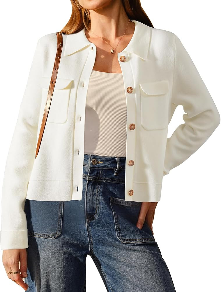 Arach&Cloz Women's Wool Blend Fall Fashion Button Down Cropped Jacket Shackets 2025 | Amazon (US)