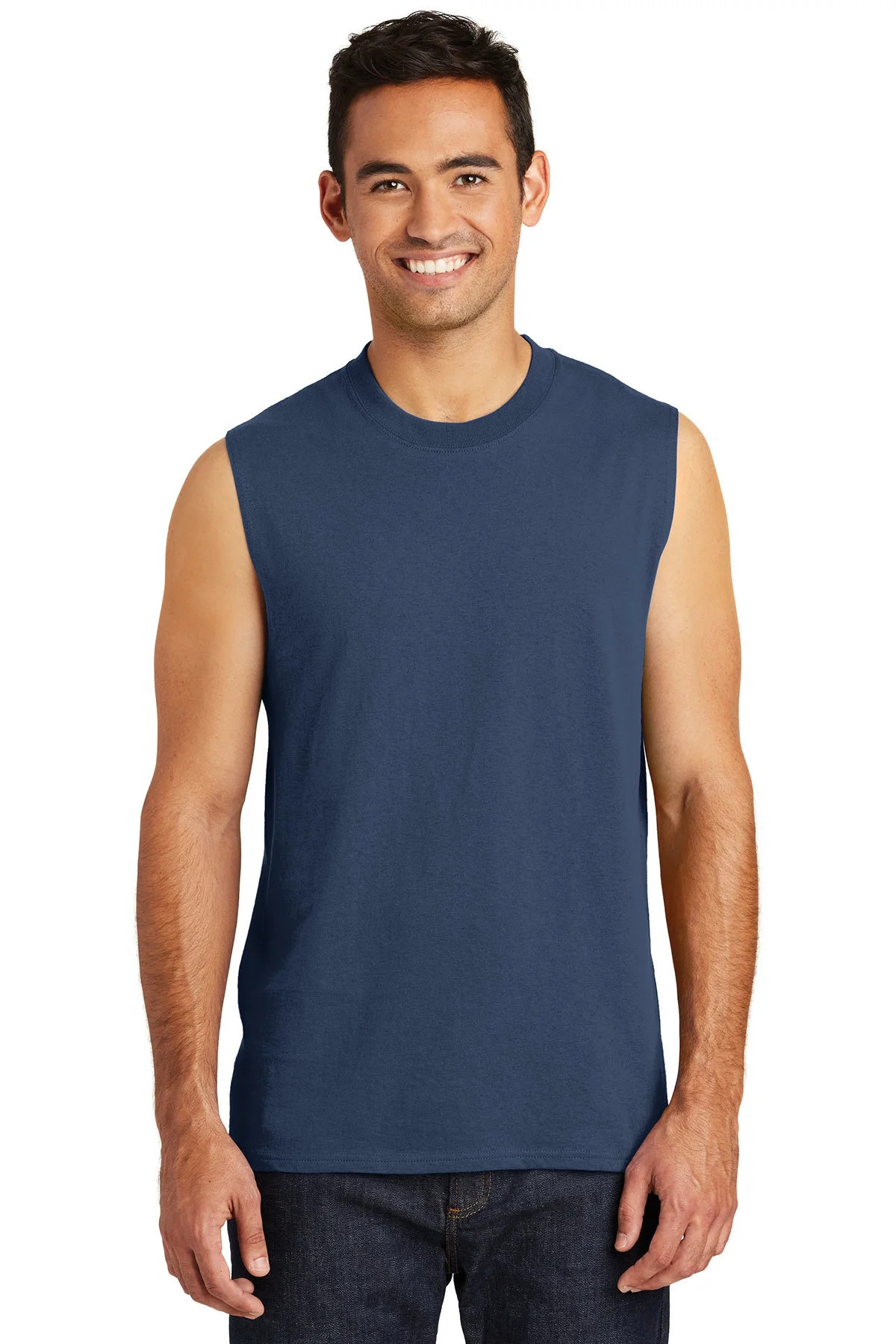 Port Co Men's Core Cotton Sleeveless Tee, Navy, Large | Walmart (US)