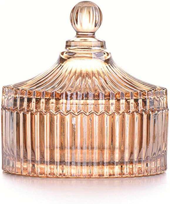 Luxury Colorful Tent Shaped Crystal Candy Jar with Lid,Clear Glass Apothecary Jar Wedding Candy B... | Amazon (US)