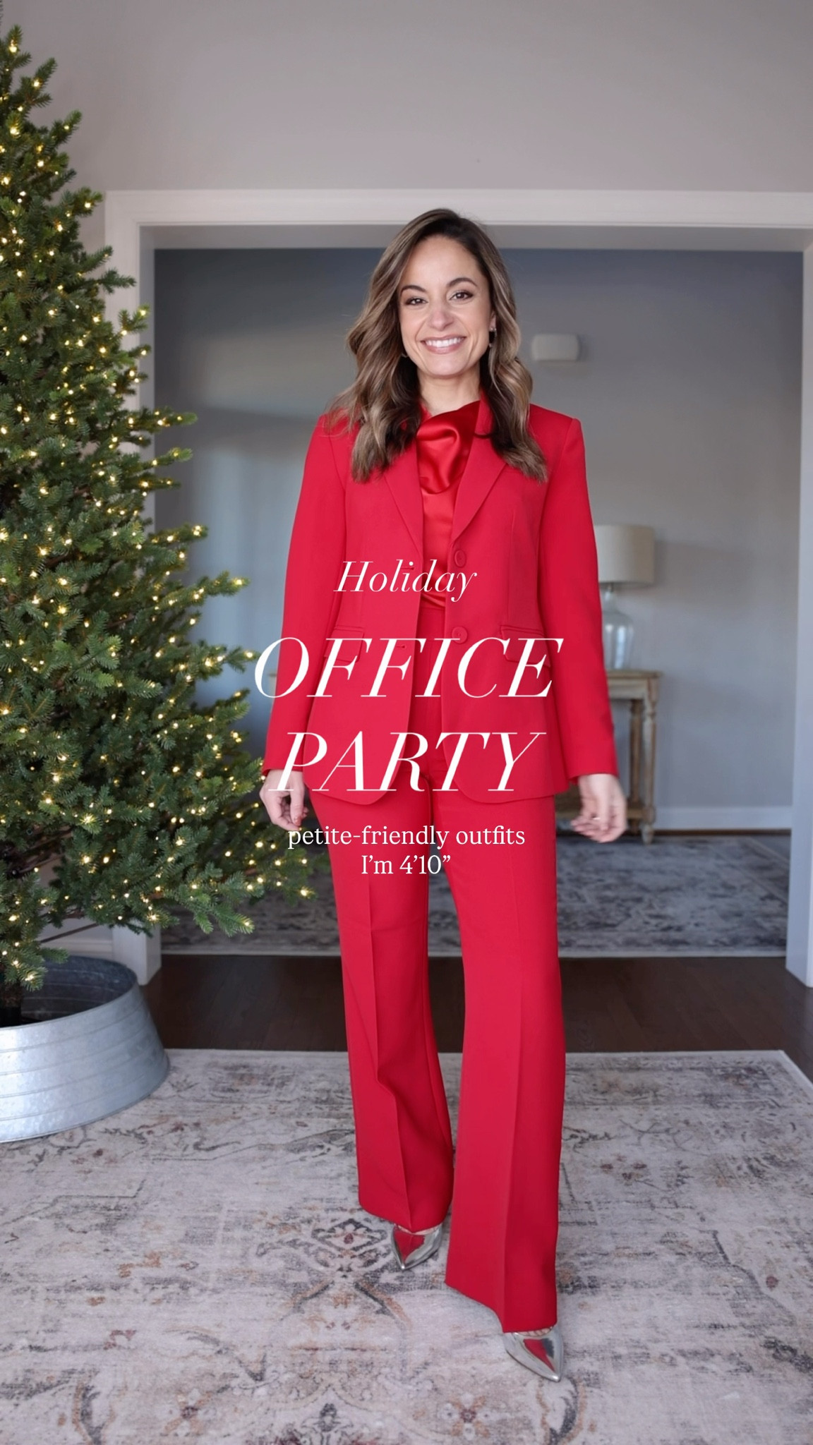 Office holiday party outfits! 

Red blazer (Ann Taylor): petite 00 
Red pants (Ann Taylor): petite 00 (29.5” inseam, I need a 3”+ heel) 
Red top (Spanx): xs 
Silver shoes (Sam Edelman): tts 

Burgundy pants (LOFT): petite 00 (sold out 😕) 
Blazer (Ann Taylor): petite 00 
Satin top (BR Factory): xxs 
Shoes (J.Crew): sold out 

White pants (Ann Taylor): petite 00 
Velvet top (BR Factory): xxs (sold out, I linked other velvet tops) 
Coat (J.Crew): petite 00 

My measurements for reference: I’m 4’10” and 105lbs. My bust, waist, and hip measurement is 32”, 24”, and 36”.

(Work holiday outfits, office holiday party, holiday outfits)

#LTKCyberWeek #LTKHoliday #LTKPetite
