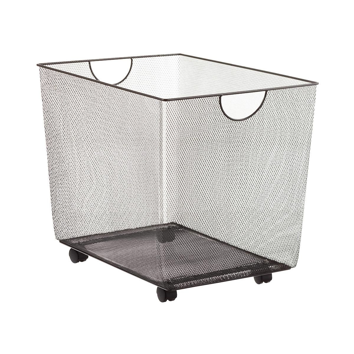 Design Ideas Large Mesh Rolling Bin Silver | The Container Store