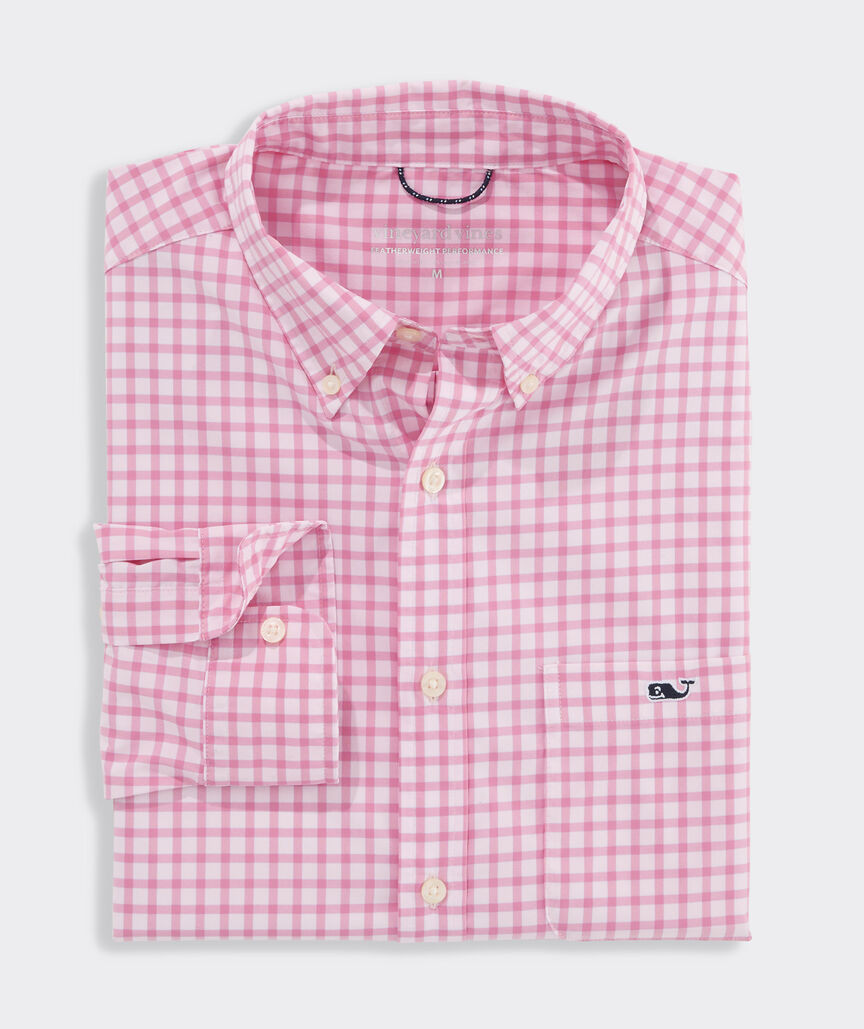 Performance Lemon Shark Gingham Featherweight Shirt | vineyard vines