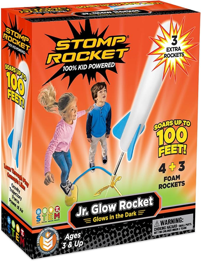 Stomp Rocket Jr Glow Rocket Launcher for Kids, 7 Rockets - Glow in The Dark Fun Backyard & Outdoo... | Amazon (US)
