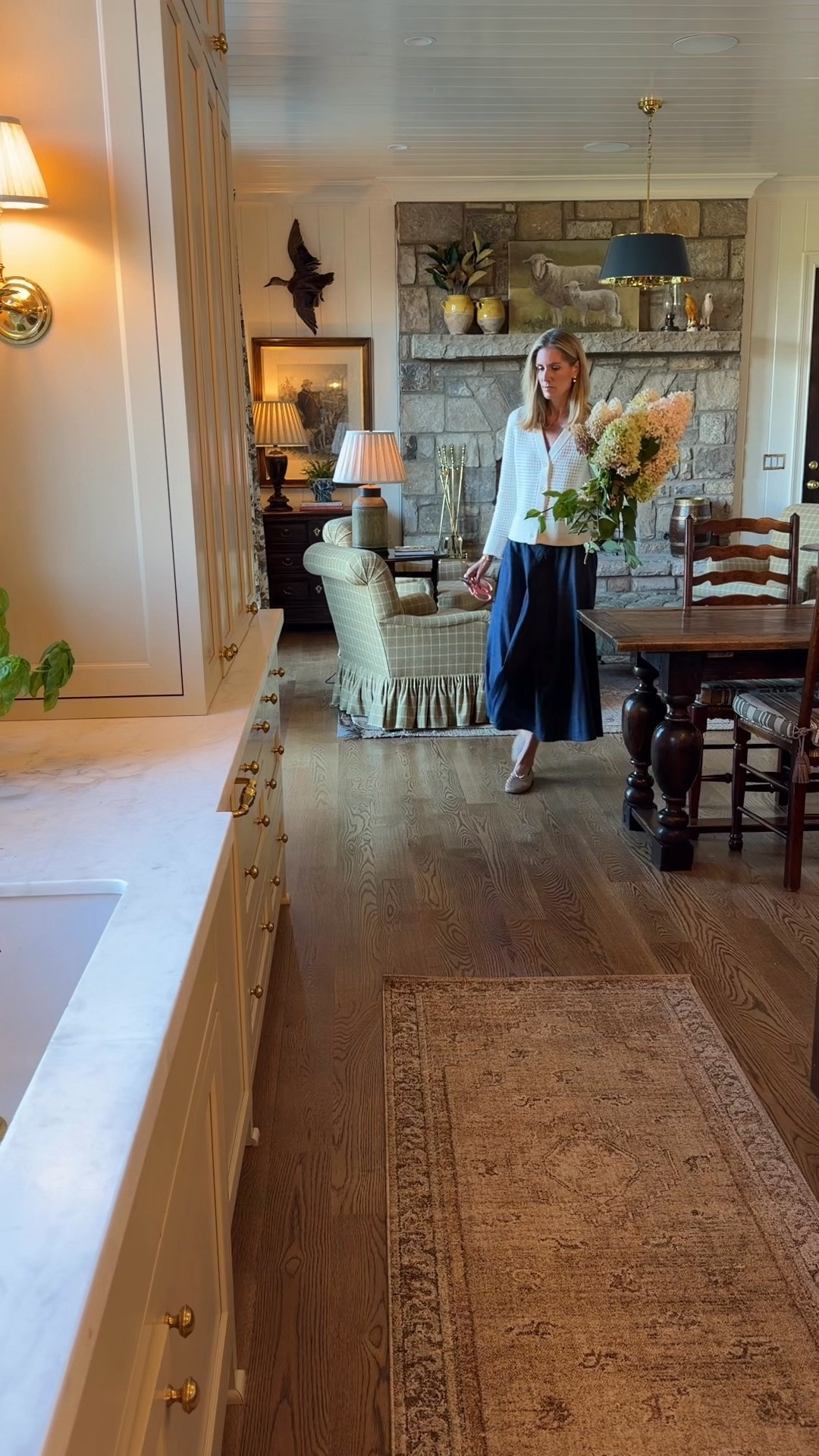 adding warmth for fall with my new rugs. In the keeping room I used the Storrie collection in brown multi while the kitchen runner was spiced brown.