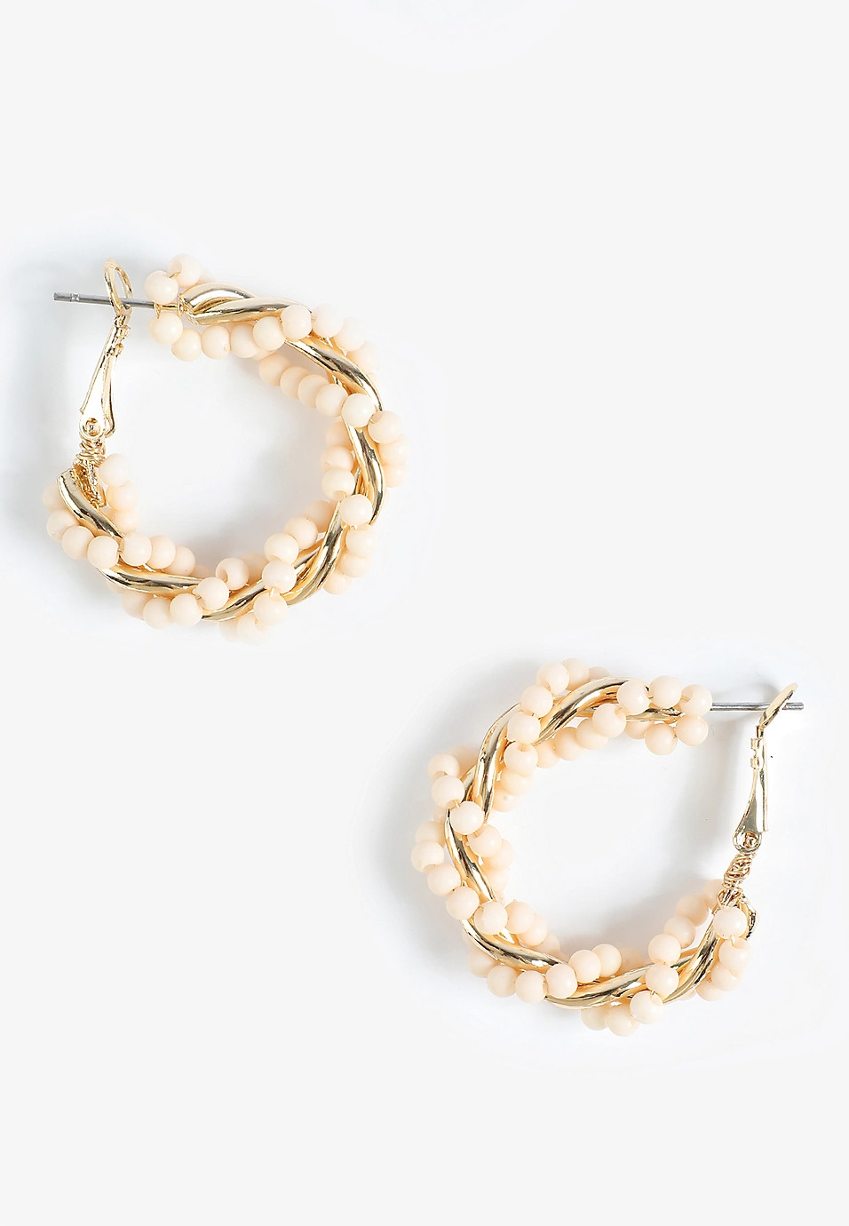 Neutral Beaded Hoop Earrings | Maurices