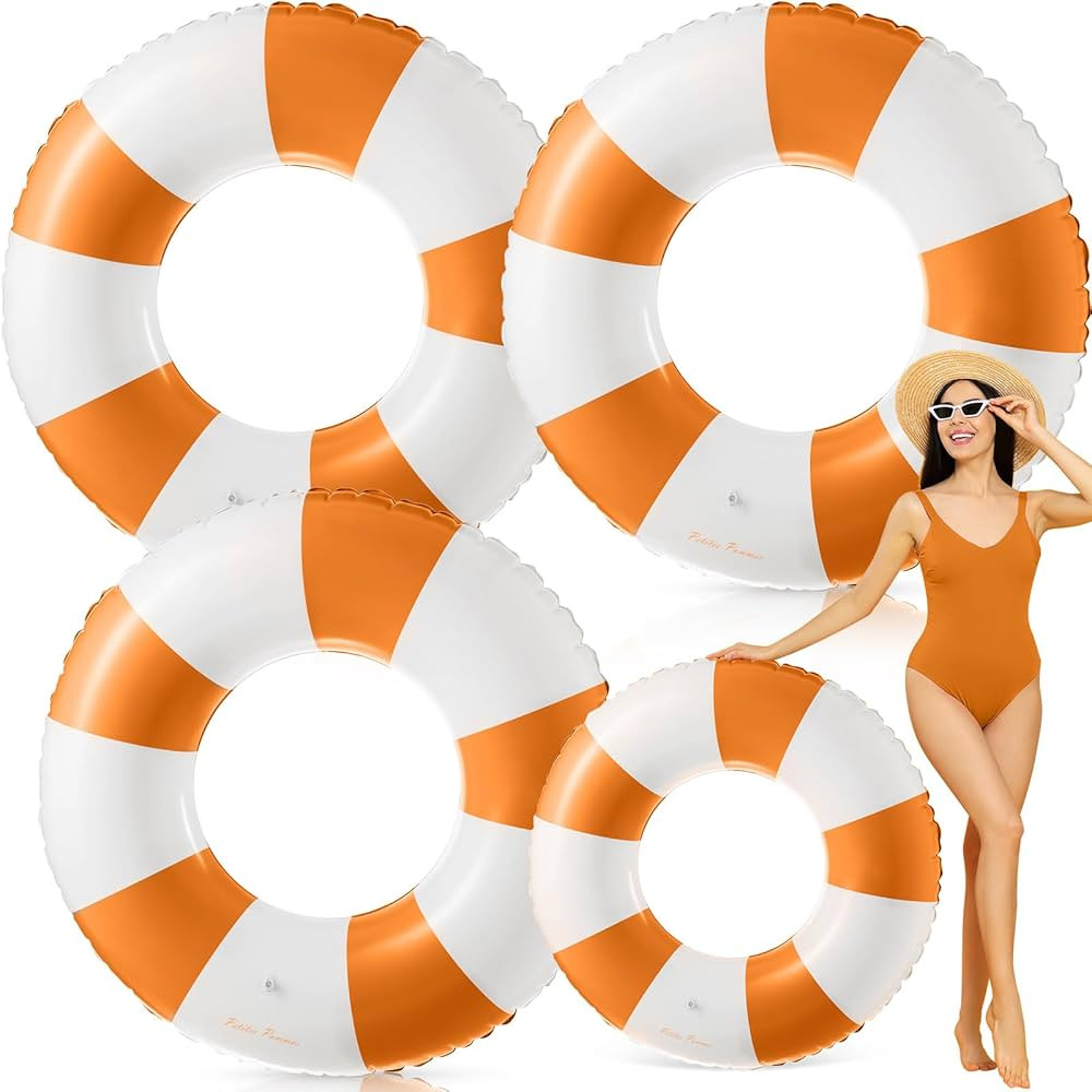 47.24 Inch Jumbo Pool Floats Striped Pool Rings Swimming Ring Inflatable Tube Pool Tube for Adult... | Amazon (US)