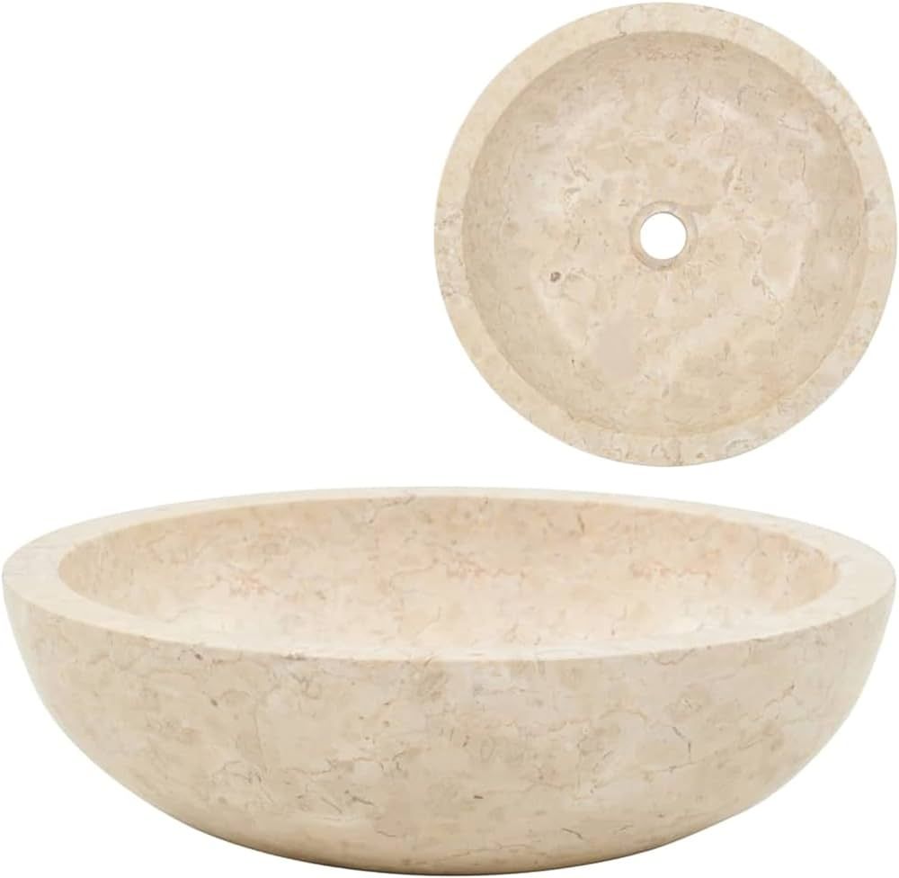 Tidyard Bathroom Vessel Sink Marble Above Counter Wash Basin Cream for Lavatory, Hotel, Washroom,... | Amazon (US)