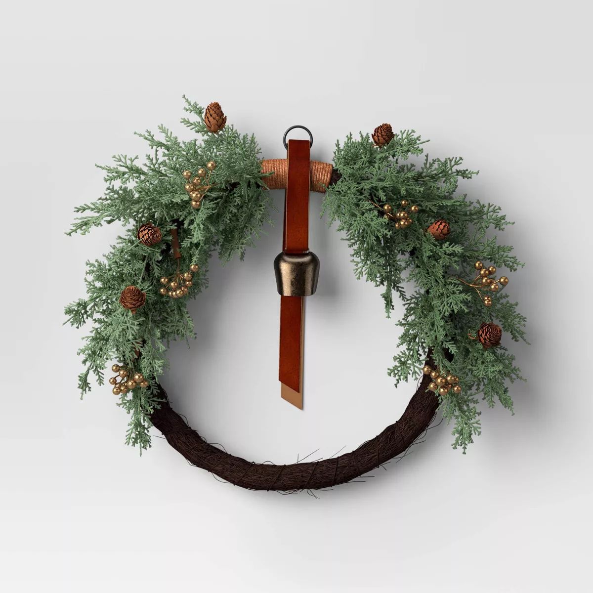 20" Cypress and Vine Artificial Christmas Wreath with Gold Berries and Bell - Wondershop™ | Target