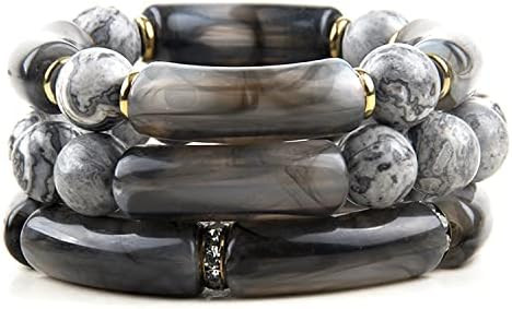 Beaded Bracelets for Women Stress Relief 3 PCS Bracelet Set Stretch Bracelets Anxiety Crystal Sto... | Amazon (US)