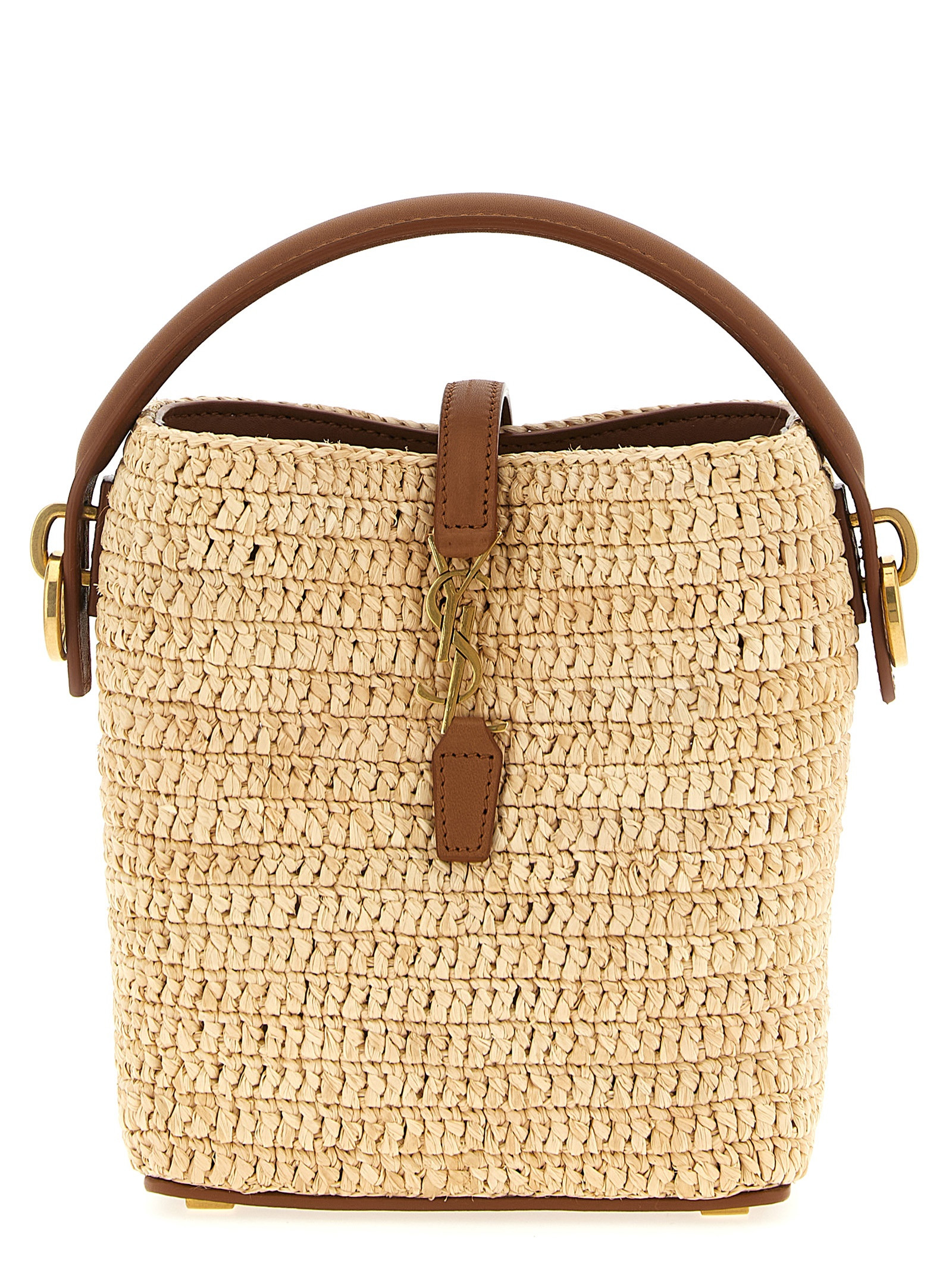 Saint Laurent Le 37 Mini Bucket Bag Beige Raffia Crossbody - Women | Italist.com US