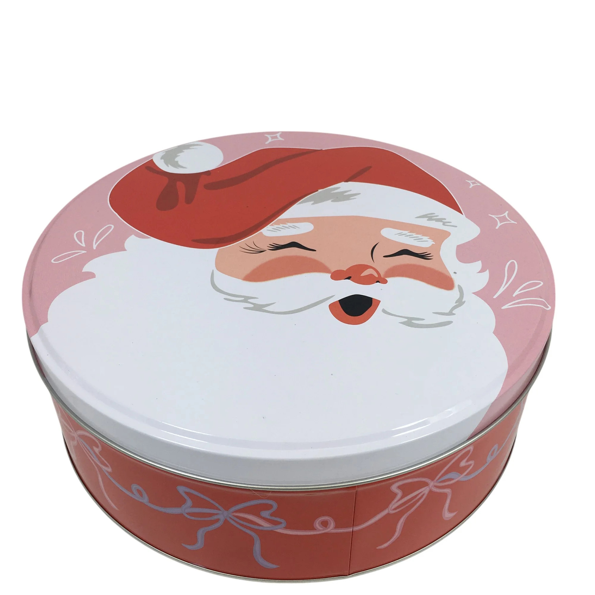 Santa Large Round Christmas Tin, Pink, 9.75" x 3.5", by Holiday Time | Walmart (US)