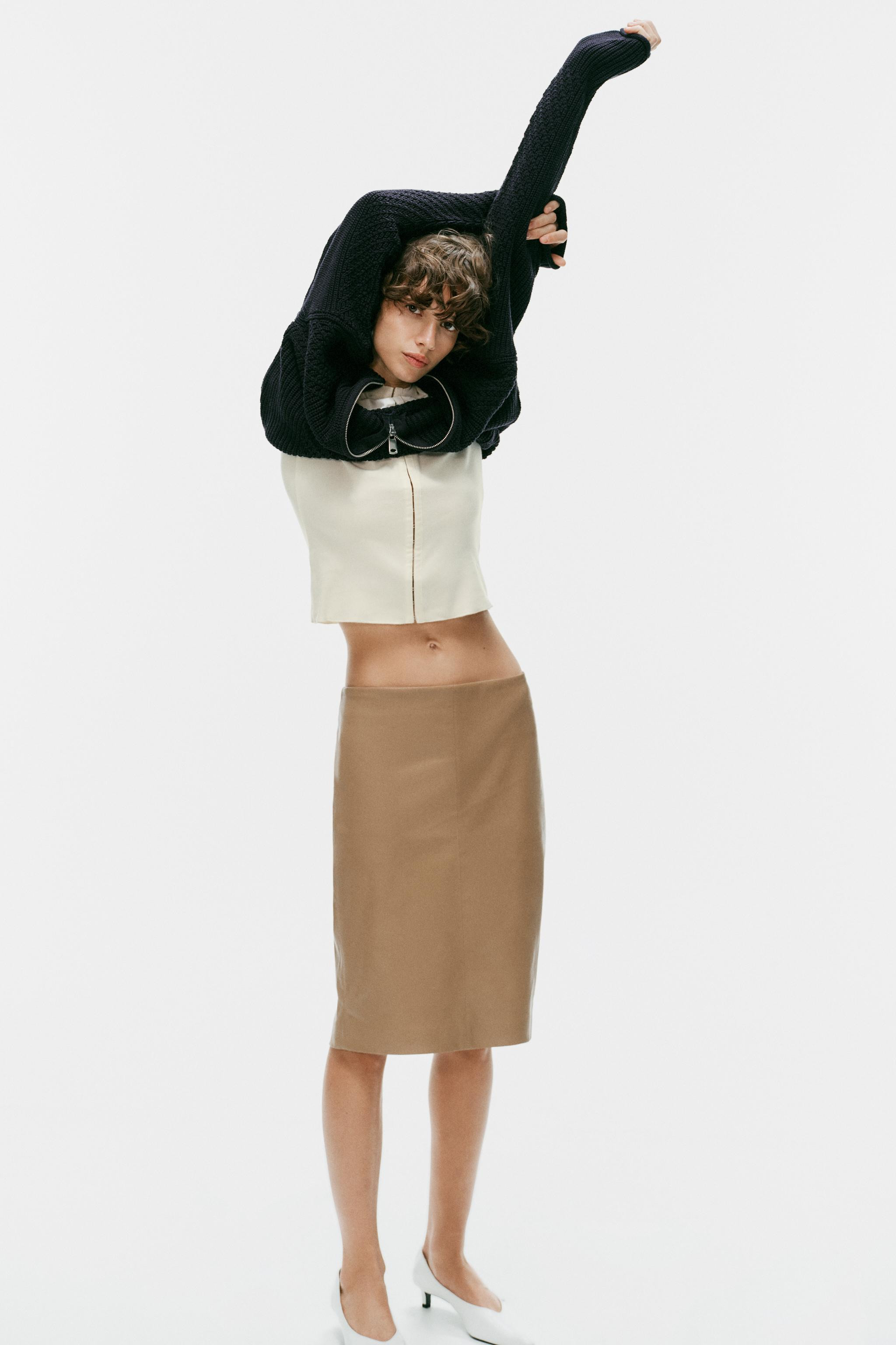 LEATHER EFFECT MIDI SKIRT | Zara UK